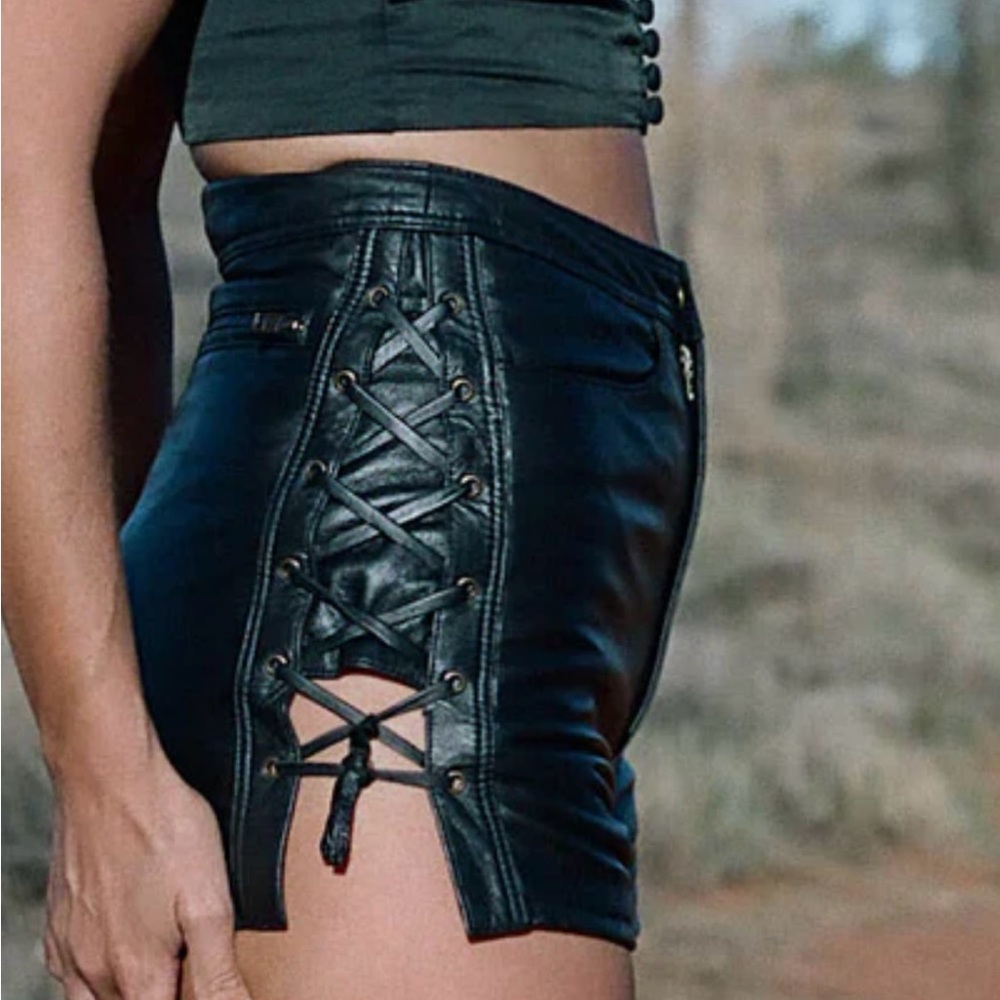 Chasing Unicorns Heaven Can Wait Leather Shorts - Picture 3 of 7
